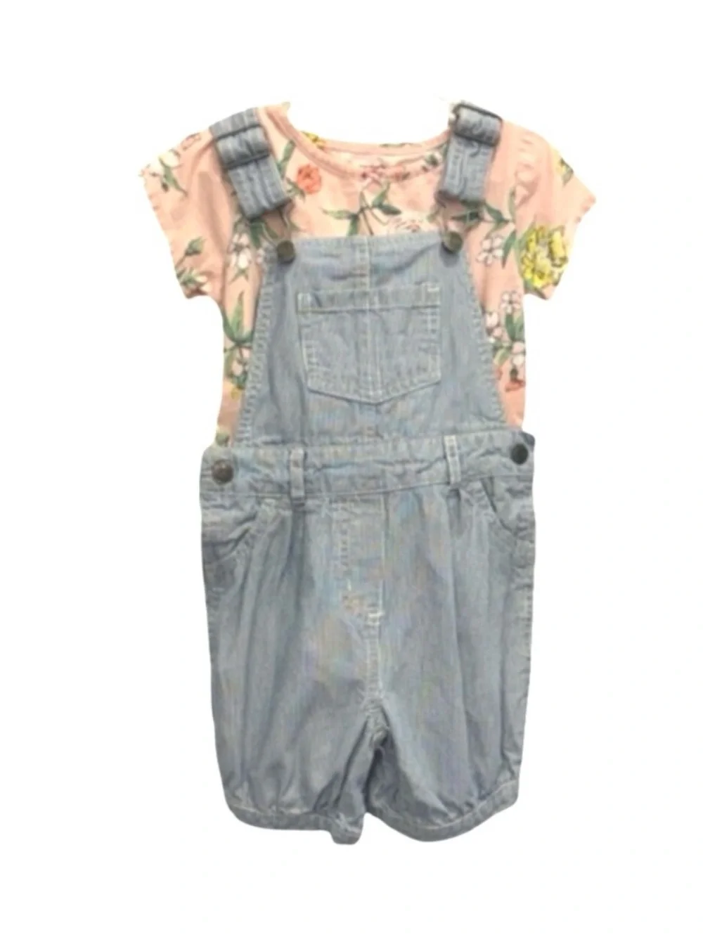Carters Denim Overalls and Flower Shirt Set